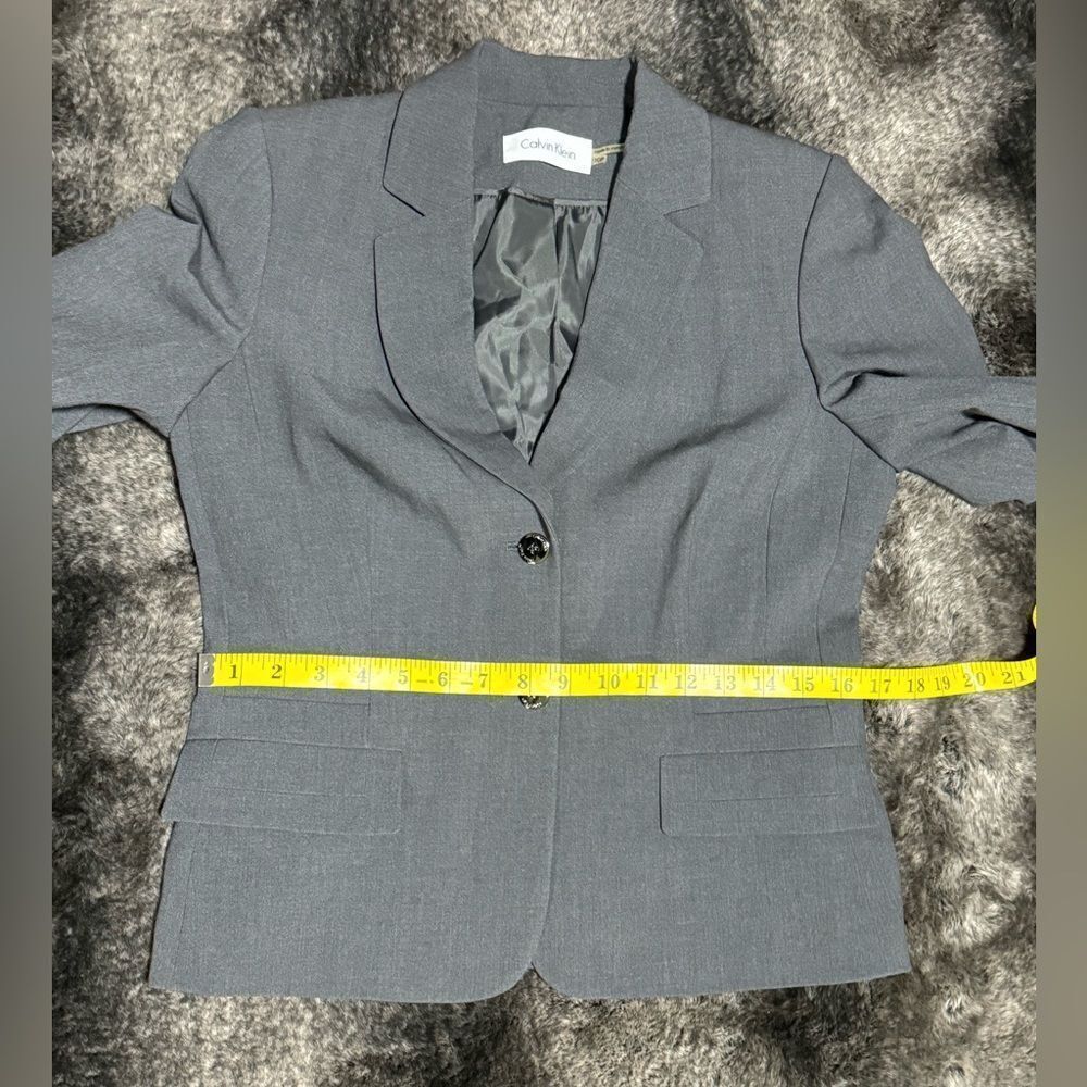 Calvin Klein Women 10P Gray Rayon Blend Blazer Career Office Rayon Blend - Picture 8 of 11
